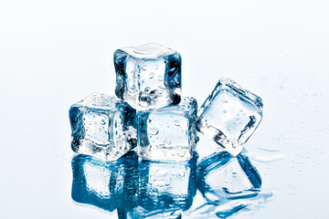 ice cubes on white background.
