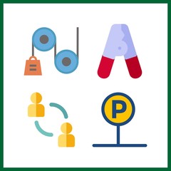 4 line icon. Vector illustration line set. physics and parking icons for line works