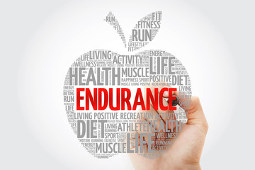 ENDURANCE apple word cloud with marker, health concept