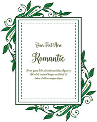 Vector illustration beautiful green leaf floral frame for write a invitation romantic hand drawn