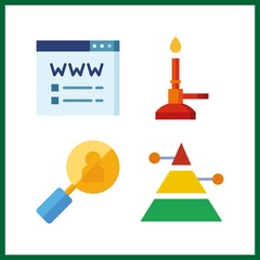 4 site icon. Vector illustration site set. pyramid and domain registration icons for site works