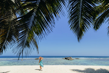 luxury woman travel tropical beach