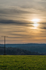Strommast im Sonnenuntergang