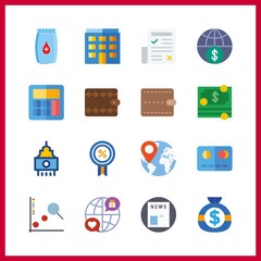 16 finance icon. Vector illustration finance set. discount and bank for medicine icons for finance works