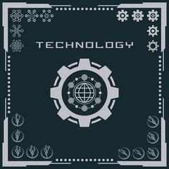Technology logo and software components icons.