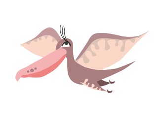 Cute beige dinosaur. Cartoon dino. Vector illustration.