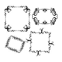 set of decorative frames. hand-drawn with ink and brush vector illustration isolated on white background