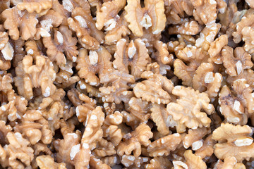 Pile of Walnut kernels, healthy food
