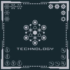 Technology logo and software components icons.