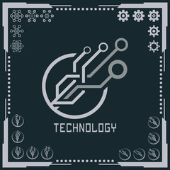 Technology logo and software components icons.