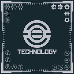 Technology logo and software components icons.