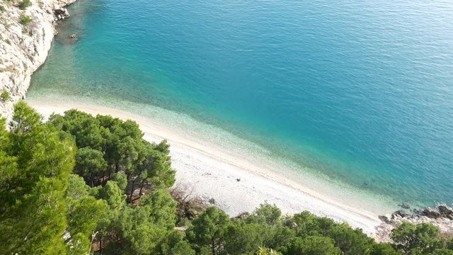 Mediterranean paradise hidden beach landscape aerial view