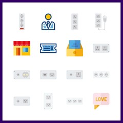 16 smartphone icon. Vector illustration smartphone set. chat and train ticket icons for smartphone works