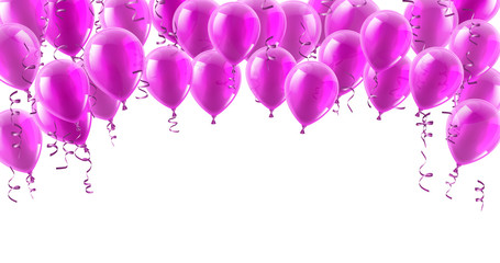 A pink party balloons isolated header background