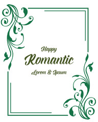 Vector illustration decoration green leaf flower frame for greeting card romantic hand drawn