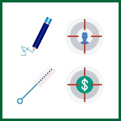 4 sharp icon. Vector illustration sharp set. pencil and target icons for sharp works