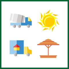 4 sunshine icon. Vector illustration sunshine set. sunshade and sun icons for sunshine works