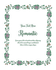 Vector illustration lettering romantic with beautiful floral frame hand drawn