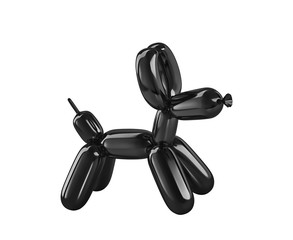 Black glossy balloon dog isolated on white