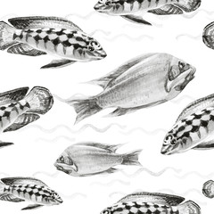 Nahtlose Muster mit tropischen Fischen