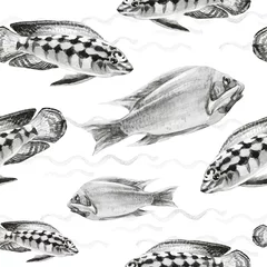 Tapeten Meerestiere Nahtlose Muster mit tropischen Fischen