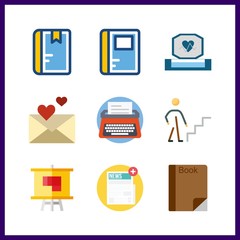 9 document icon. Vector illustration document set. up and cardiogram icons for document works