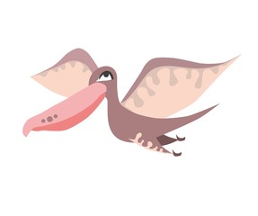 Cute beige dinosaur. Cartoon dino. Vector illustration.
