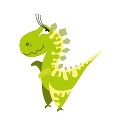 Cute green dinosaur. Cartoon dino. Vector illustration. Tyrannosaurus