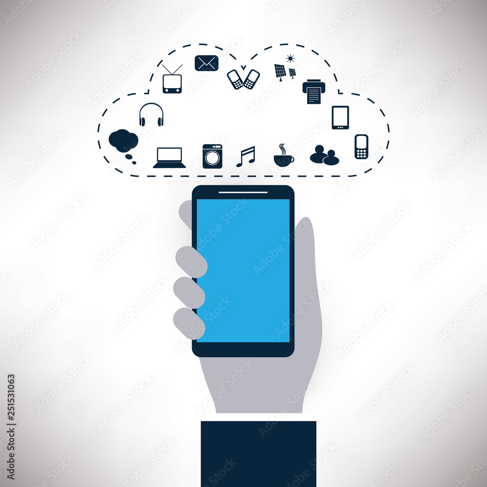 Poster internet of things, cloud computing design concept with icons - digital network connections, technol