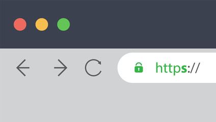Browser Address Bar Showing Mandatory HTTPS Protocol - Secure Web Browsing and Connections Trend Design Concept  - obrazy, fototapety, plakaty