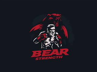 Fighter mixed martial arts with bear.