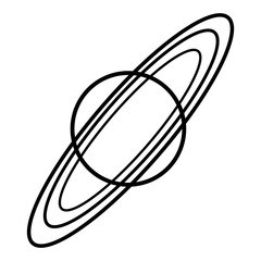 Black and white vector illustration of saturn with rings © Timothy Stone
