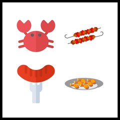 4 meat icon. Vector illustration meat set. kebab and chicken leg icons for meat works