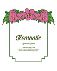 Vector illustration write a invitation romantic with beautiful blossom pink flower frame hand drawn