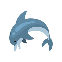 Cute Dolphin Cartoon Sea Animal Jumping Vector Illustration