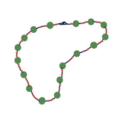 Beads, Necklace, Fashion Jewelry Accessory, Necklace with Green Beads Vector Illustration