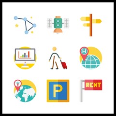 Fototapeta premium 9 map icon. Vector illustration map set. worldwide and statistics icons for map works