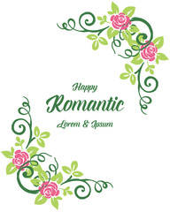 Vector illustration greeting card romantic with floral frame design hand drawn