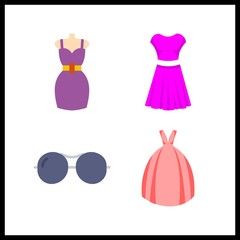 4 hair icon. Vector illustration hair set. dress and sunglasses icons for hair works