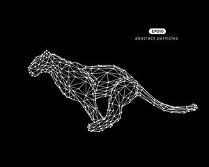 Vector abstract illustration of jumping puma.