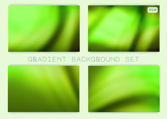 Abstract green vector gradient backgrounds set. Modern ecology concept design for mobile apps, screens, banners, posters