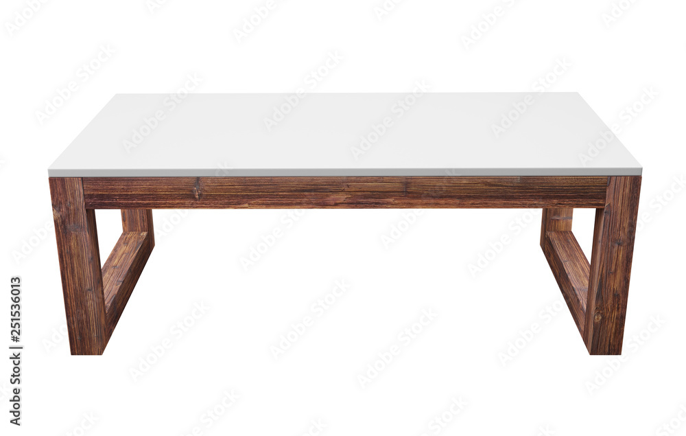 Poster Low table isolated on white background. Saved clipping path included. 3D rendering image.