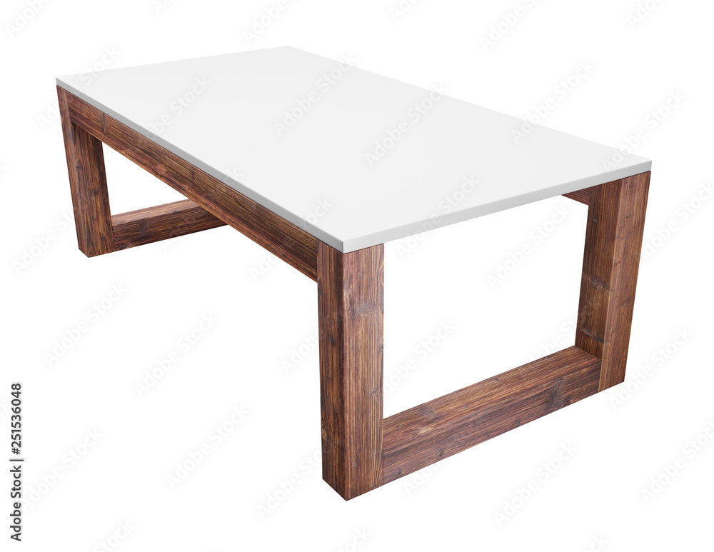 Poster Low table isolated on white background. Saved clipping path included. 3D rendering image.
