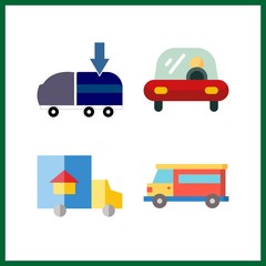 4 logistic icon. Vector illustration logistic set. van and transportation icons for logistic works
