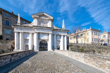 Porta San Giacomo. The door of the ancient walls. The most important of high bergamo