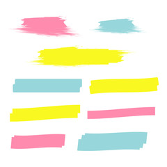 Yellow highlight marker lines. Highlighter strokes vector. Marker marks