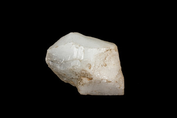 Macro mineral quartz stone on a black background