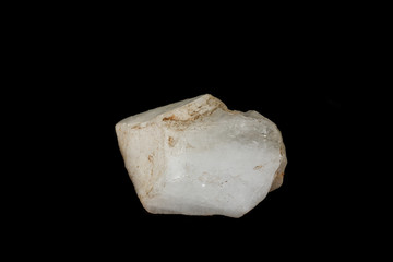 Macro mineral quartz stone on a black background