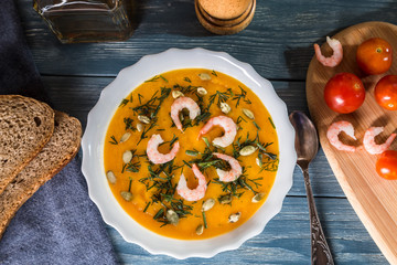 Image with pumpkin cream soup.