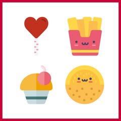 4 food icon. Vector illustration food set. melon and lollipop icons for food works
